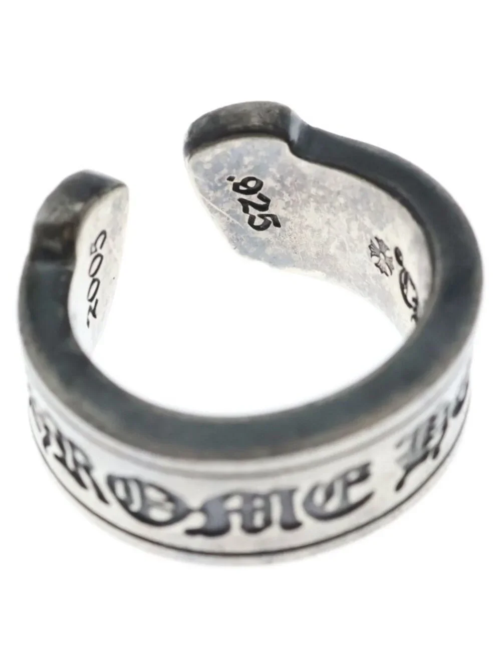 Chrome Hearts LG Scroll Label Large Ring Silver